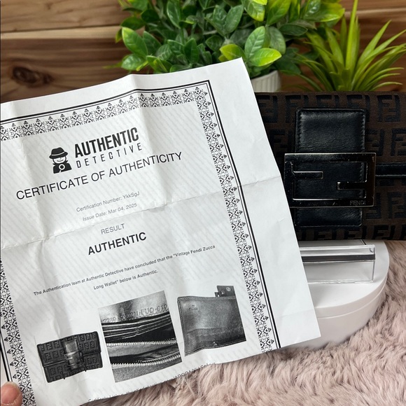 Vintage Fendi Zucchino Canvas Long Wallet Black 8M0021 COA Included - Authentic - Picture 12 of 12